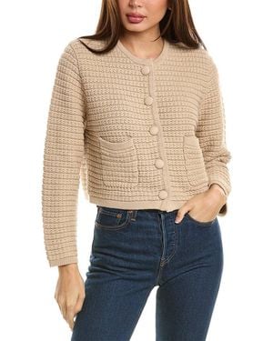Hannah Rose Chunky Textured Button Cashmere-blend Cardigan - Blue