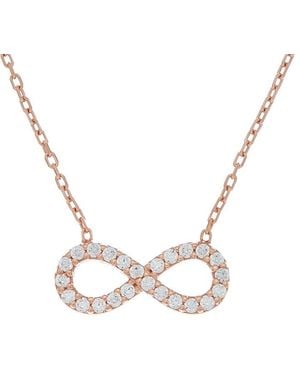 Amorium 18K Rose Plated Cz Infinity Necklace - Metallic