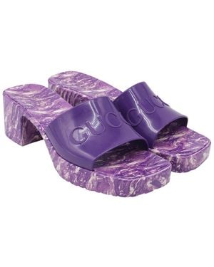 Gucci Rubber Logo Slide (Authentic Pre-Loved) - Purple