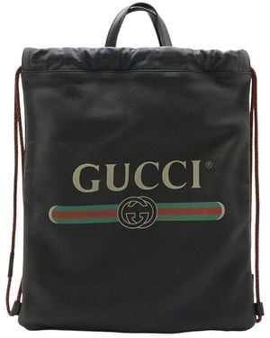 Gucci Black Calfskin Drawstring Backpack (authentic Pre-loved)