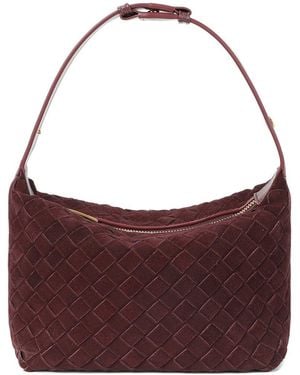 Tiffany & Fred Paris Mini Woven Suede Shoulder Bag - Purple