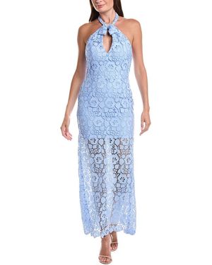 Rene Ruiz Lace Halter Midi Dress - Blue