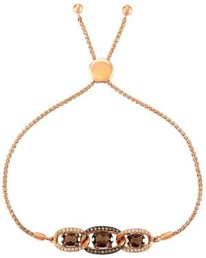 Le Vian Le Vian Chocolate Quartz 14k Rose Gold 2.66 Ct. Tw. Diamond & Smoky Quartz Bolo Bracelet - Metallic