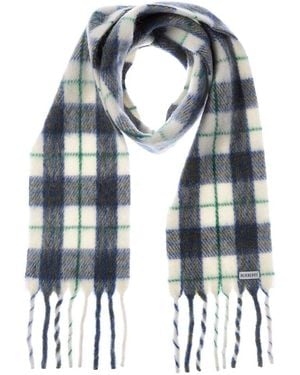 Burberry Check Wool-Blend Scarf - Blue