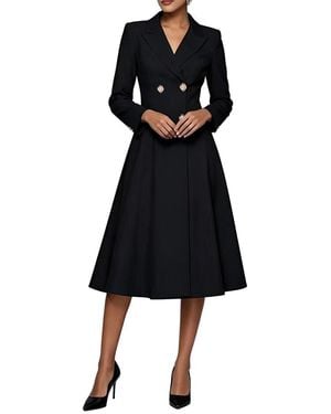 Linda Charm Midi Dress - Black