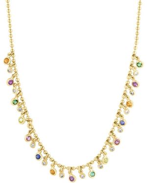 Effy Fine Jewelry 14k 1.42 Ct. Tw. Diamond & Multi Sapphire, Tsavorite Necklace - Metallic