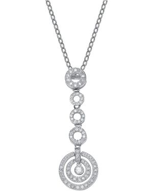 Genevive Jewelry Silver Cz Drop Necklace - Metallic