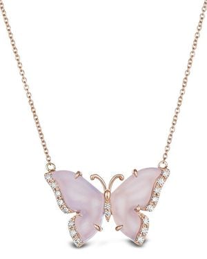 Le Vian Le Vian 14k Rose Gold 5.71 Ct. Tw. Diamond & Blue Chalcedony Pendant Necklace - Pink