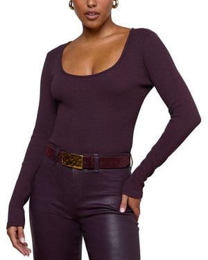 L'Agence Elara Scoop Neck Bodysuit - Purple