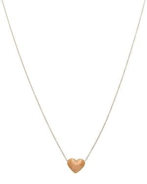 Italian Gold 10K Rose Puffed Heart Necklace - Metallic
