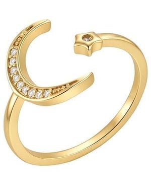 Adornia 14K Plated Adjustable Moon Star Ring - Metallic
