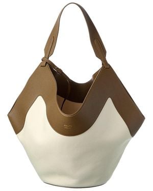KHAITE Lotus Medium Canvas & Leather Tote - Natural