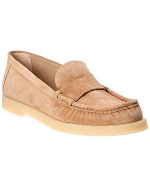 Stuart Weitzman Blake Suede Loafer - Natural