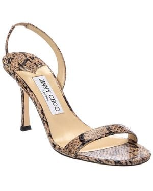 Jimmy Choo Jenn 85 Snake-Embossed Leather Slingback Sandal - Metallic