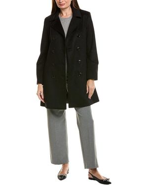 Sofiacashmere Sofiacashmere Modern Wool & Cashmere-Blend Trench Coat - Black