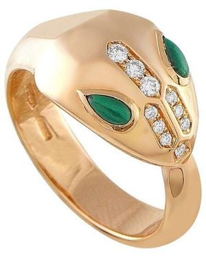 BVLGARI 18k Rose Gold Malachite Ring (authentic Pre-loved) - White