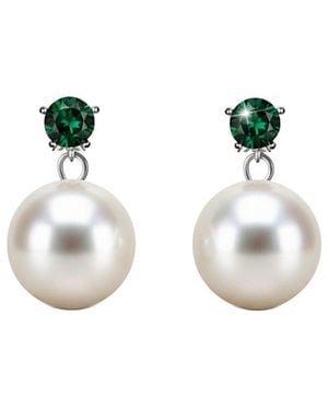Liv Oliver 18k Plated Quartz 10-35mm Pearl Drop Earrings - White