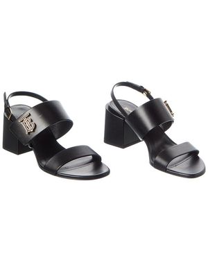 Burberry Motif Monogram Leather Sandal (authentic Pre-loved) - Black