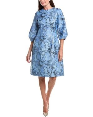 Teri Jon Jacquard Sheath Dress - Blue
