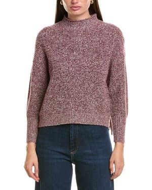 Hannah Rose Merino Wool Marled Fringe Mock Neck Jumper - Red
