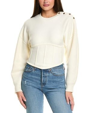 Maje Corset Hem Jumper - White