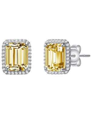Genevive Jewelry Plated Cz Square Earrings - Metallic