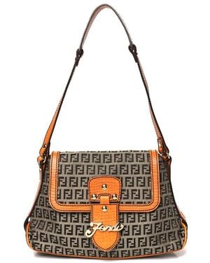 Fendi Orange Zucchino Canvas Shoulder Bag (authentic Pre-loved)