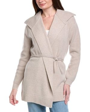 Lilla P Notch Collar Wool Open Cardigan - Natural