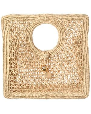 Jacquemus The Spiaggia Small Square Raffia Tote - Metallic