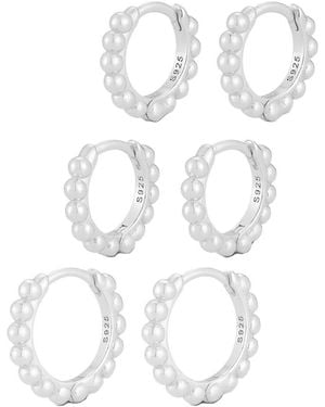 Glaze Jewelry Silver Triple Hoops - White