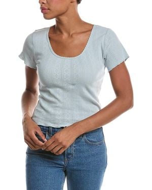 PERFECTWHITETEE Helena Pointelle Crop T-Shirt - Blue