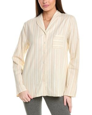 Hanro Loungy Nights Shawl Collar Cotton Shirt - Natural