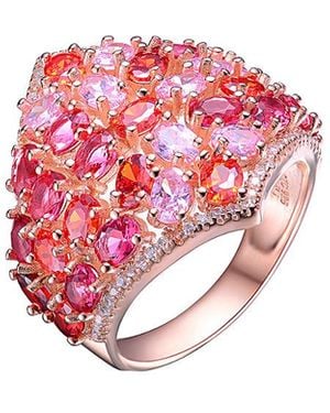 Genevive Jewelry 14k Rose Gold Vermeil Cz Ring - Pink