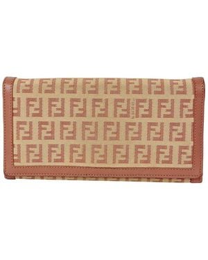 Fendi Leather Juka Long Wallet (Authentic Pre-Loved) - Brown