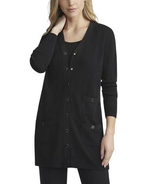 Lafayette 148 New York Long Three-Pocket Cardigan - Black