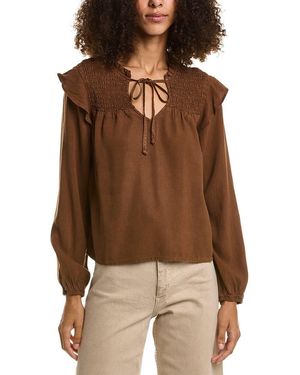 Bella Dahl Smocked Ruffle Pullover - Brown