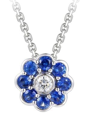 Gregg Ruth 14K 0.91 Ct. Tw. Diamond & Sapphire Flower Pendant - Blue