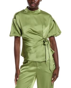 Gracia Side Tie Satin Top - Green