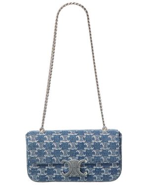 Celine Claude Triomphe Denim Chain Shoulder Bag - Blue
