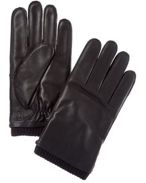 Bruno Magli Cashmere-Lined Leather Gloves - Black