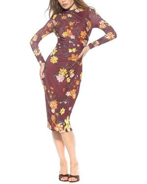 Alexia Admor Kim Draped Midi Sheath Dress - Red