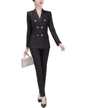 Bossy Chic 2Pc Blazer & Pant Set - Black