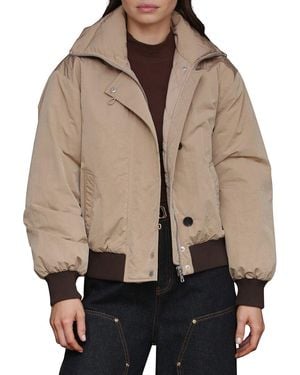 Avec Les Filles Padded High Neck Bomber Jacket - Brown