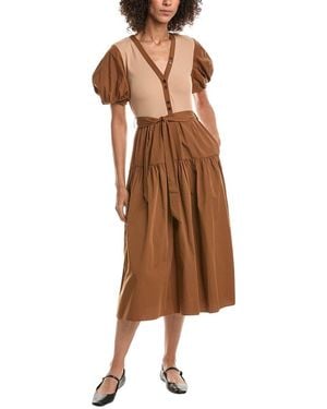 10 Crosby Derek Lam Natalia Mixed Media Dress - Brown