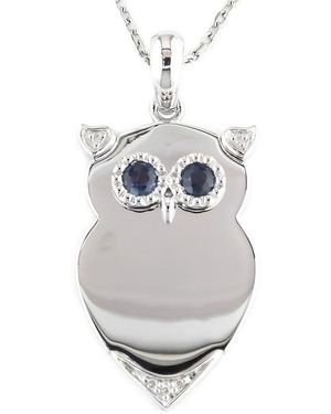 Diamond Select Cuts 0.33 Ct. Tw. Diamond & Sapphire Owl Necklace - Gray