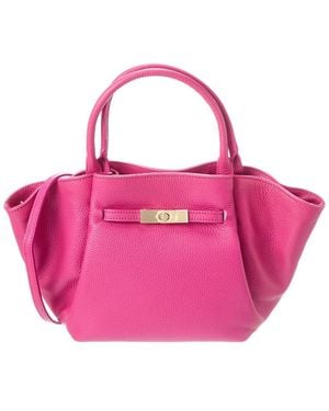 Italian Leather Top Handle Tote - Pink