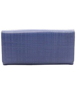 Loewe Linen Bifold Wallet Navy (authentic Pre-loved) - Blue