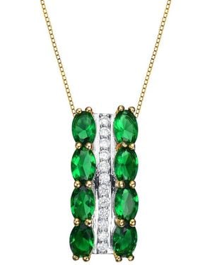 Genevive Jewelry 14k Over Silver Cz Pendant Necklace - Green