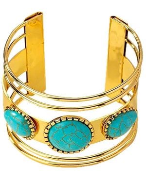 Liv Oliver 18K Plated 36.25 Ct. Tw. Cuff Bangle Bracelet - Metallic
