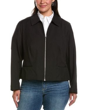 Lafayette 148 New York Plus W Zip Front Tailored Jacket - Black